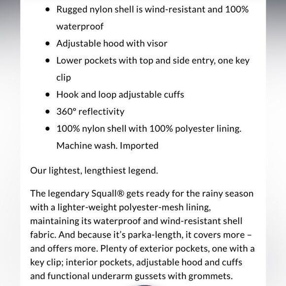 Land’s End full zip Waterproof Squall Lightweight Raincoat parka with hood XLT - Picture 8 of 8